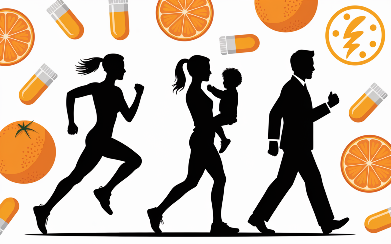 vitamine C bienfaits sportifs parents seniors silhouettes