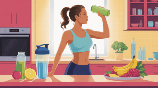 Femme sportive dos cuisine moderne shaker whey protéine perte poids