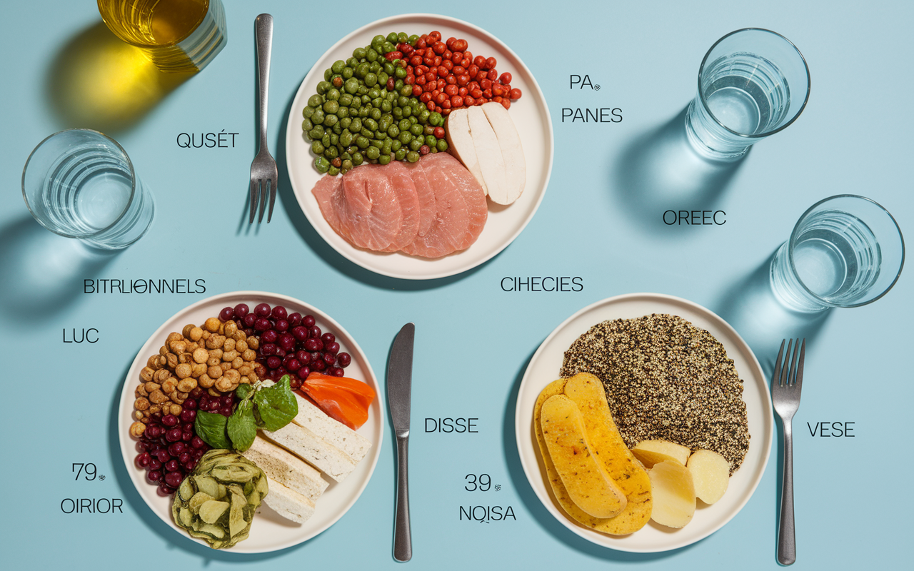 Assiettes equilibrees legumes proteines maigres glucides perte poids