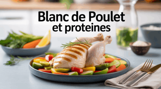 Assiette de blanc de poulet grillé riche en protéines et légumes