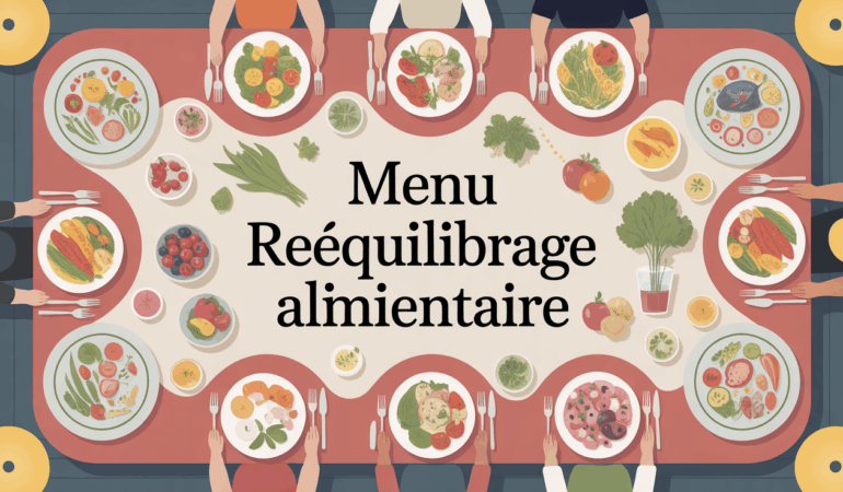 table conviviale menu rééquilibrage alimentaire plat équilibré