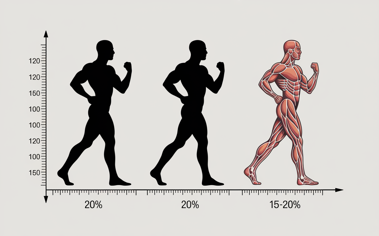 Evolution silhouette muscle graisse ruban mesure 20 pourcents