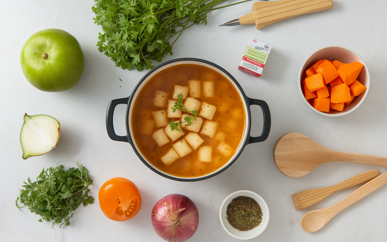 Marmite de soupe aux choux regime avec legumes frais