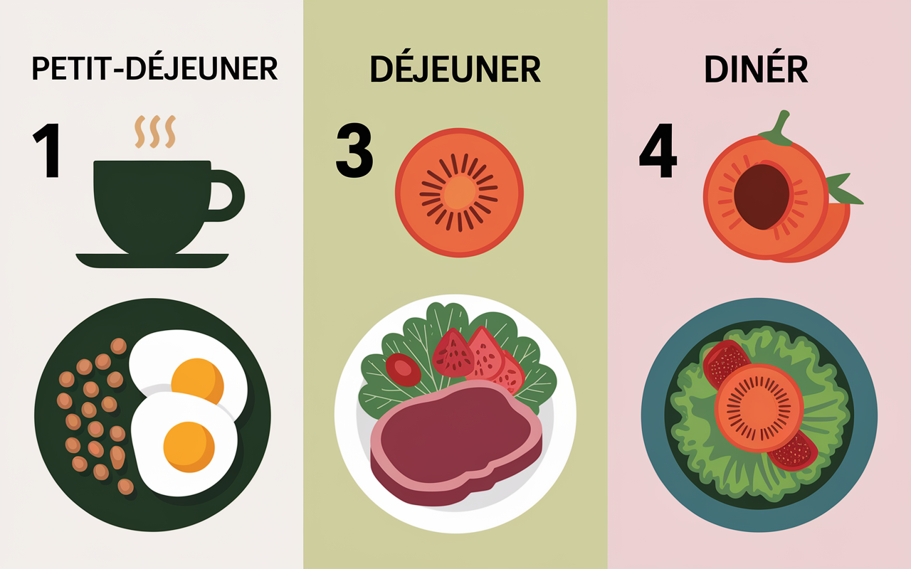 regime natman tableau menu 4 jours petit dejeuner dejeuner diner