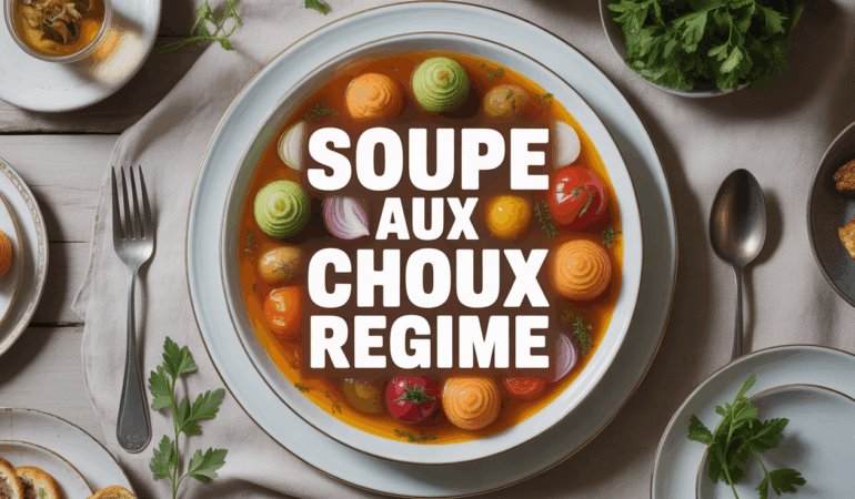 Soupe aux choux regime dans grande assiette blanche