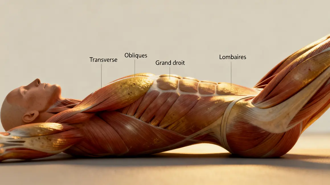 Silhouette en planche ventrale gainage, muscles abdominaux et lombaires