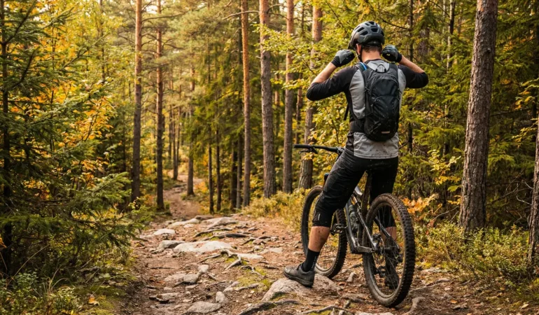 cycliste sur sentier montagne entrainement VTT