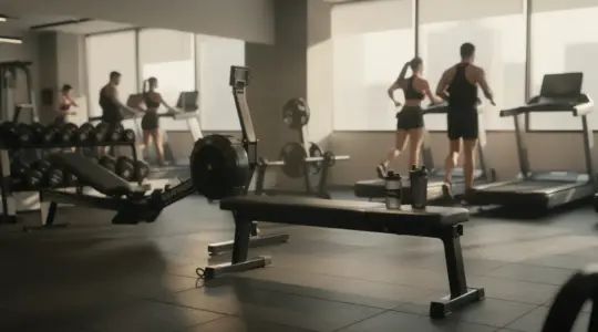 Salle de sport moderne avec flacons brûleur de graisse