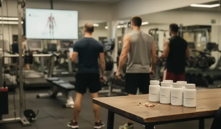 Salle de sport moderne avec fat burners sur table pour sèche