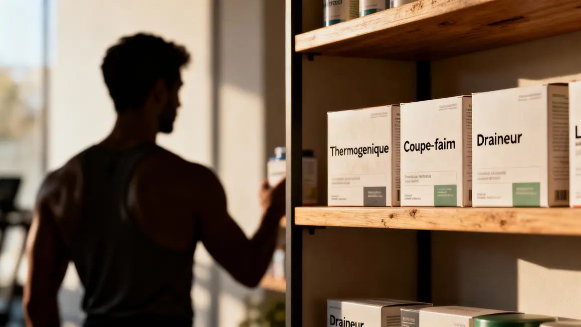 Etagère de suppléments fat burner thermogénique lipotrope coupe-faim draineur