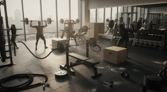 Photo salle musculation CrazyBulk silhouettes haltères