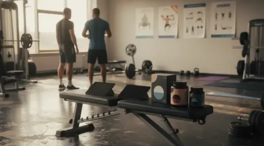 Salle de sport, hommes, supplements, ambiance dynamique