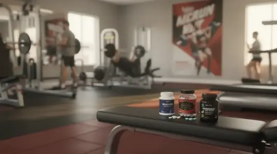 Salle de sport moderne avec compléments D-BAL MAX sur banc