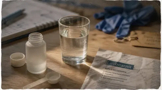 Les bienfaits du levocarnil : flacon et notice pour corriger un déficit de carnitine