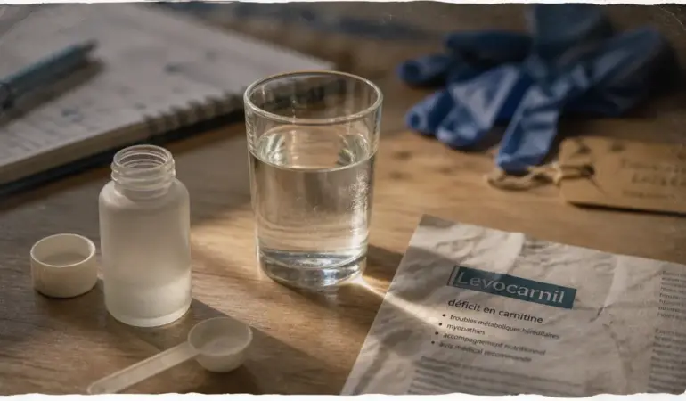 Les bienfaits du levocarnil : flacon et notice pour corriger un déficit de carnitine