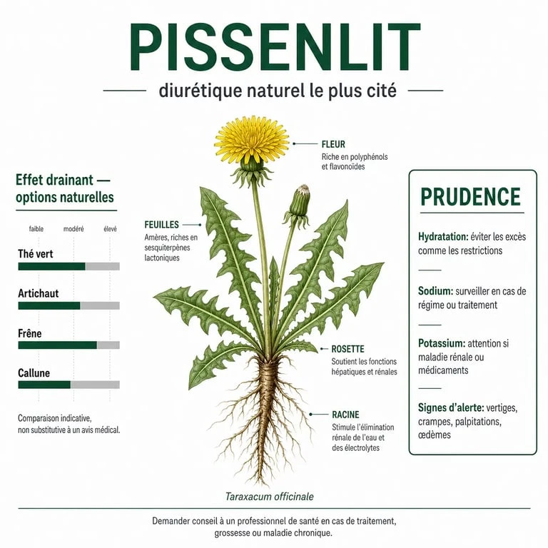 Le plus puissant diurétique naturel : comparaison du pissenlit, du thé vert, de l’artichaut, du frêne et de la callune