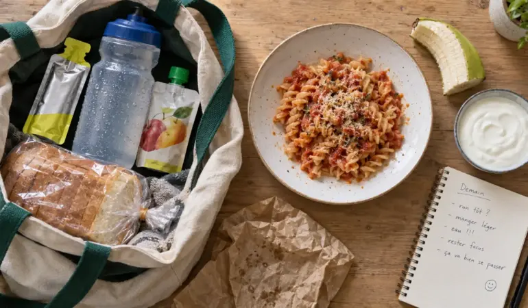 Alimentation pour un semi marathon : gels et glucides avant course